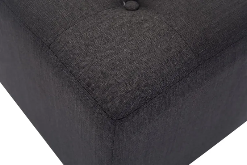 Lot de 2 poufs carrés en tissu gris foncé avec pieds en bois 45x45 cm – Assise capitonnée élégante 10_0006363