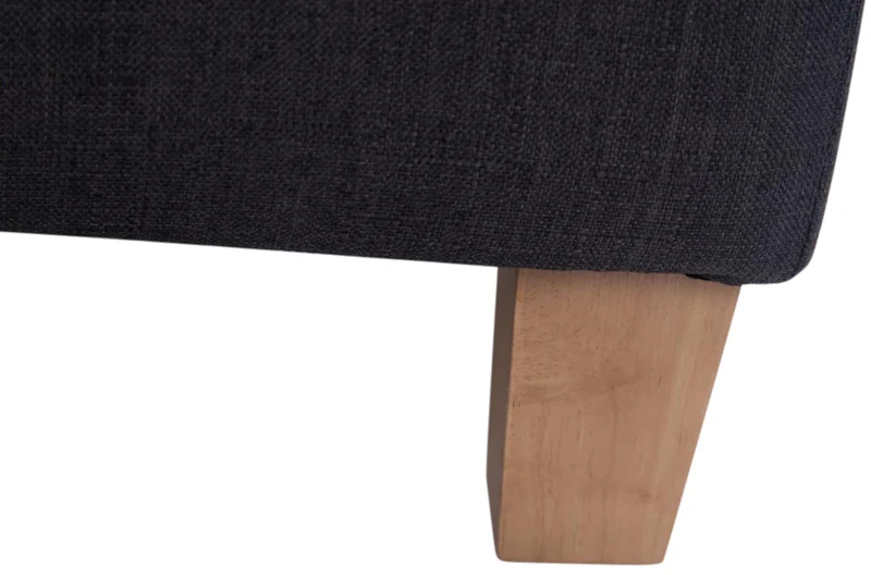 Lot de 2 poufs carrés en tissu gris foncé avec pieds en bois 45x45 cm – Assise capitonnée élégante 10_0006363