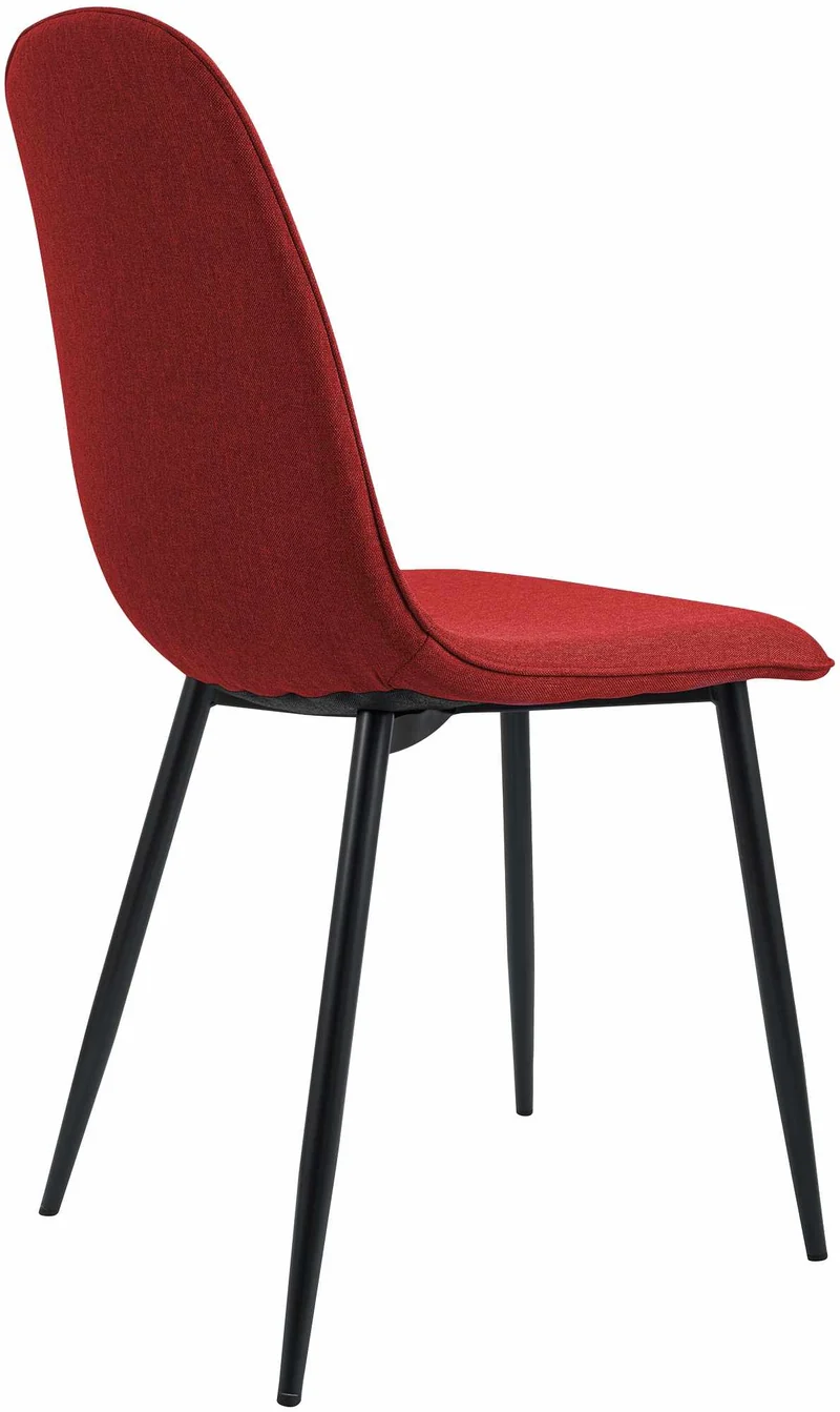 Lot de 2 chaises de salle à manger élégantes et minimalistes en tissu rouge cadre en métal noir 10_0007452