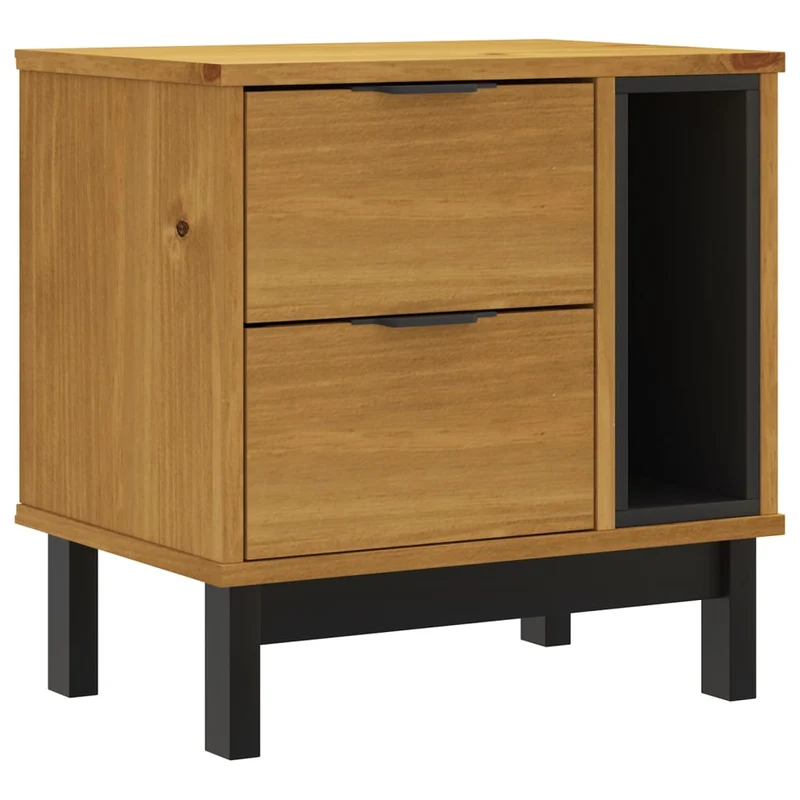 Table de chevet avec 2 tiroirs et 1 compartiment ouvert 49 x 35 x 50 cm bois de pin DEC033912