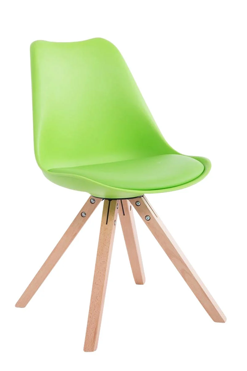 Lot de 2 chaises de salle à manger scandinave synthétique vert pieds bois CDS10023