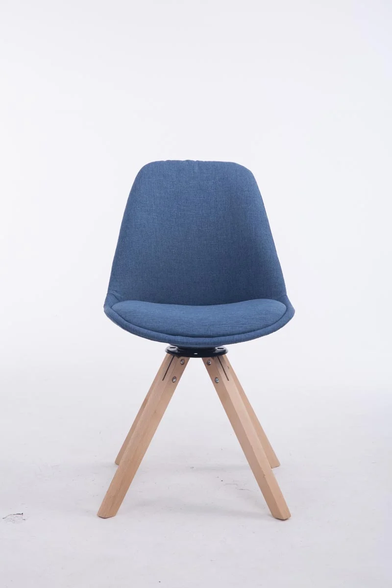 Chaise de salle à manger x1 chaise visiteur assise pivotant à 360° en tissu bleu piètement en bois carré clair 10_0003472