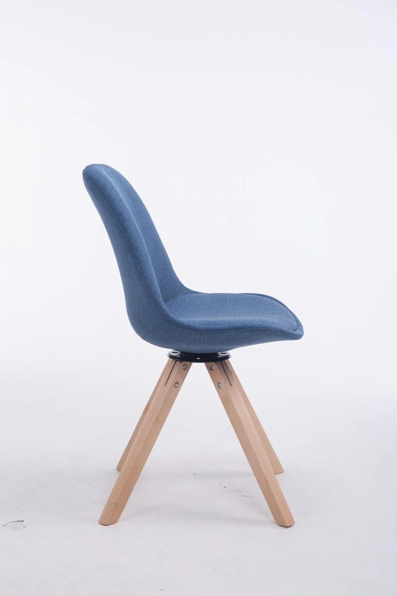 Chaise de salle à manger x1 chaise visiteur assise pivotant à 360° en tissu bleu piètement en bois carré clair 10_0003472