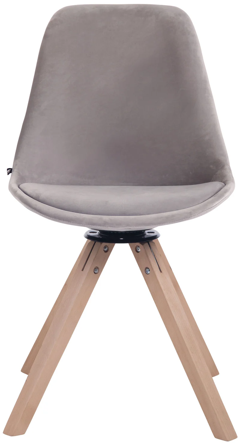 Chaise de salle à manger x1 chaise visiteur assise pivotant à 360° en velours gris piètement en bois carré clair 10_0003505
