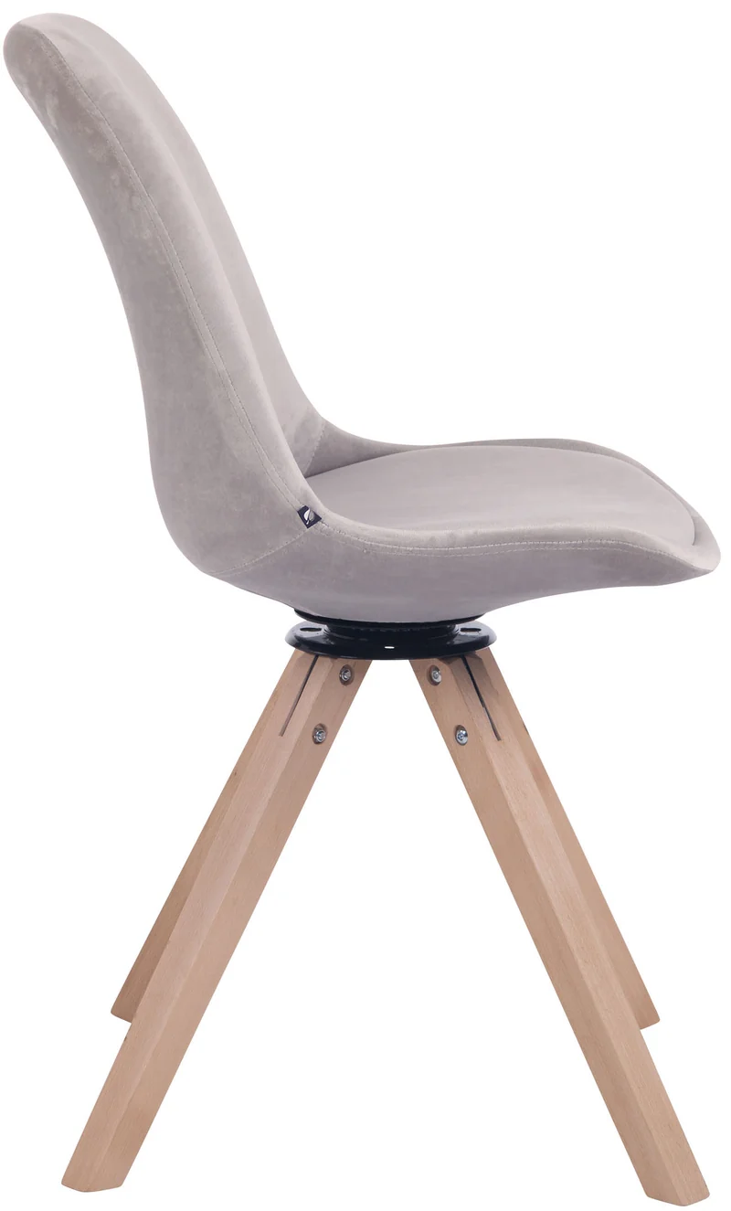 Chaise de salle à manger x1 chaise visiteur assise pivotant à 360° en velours gris piètement en bois carré clair 10_0003505