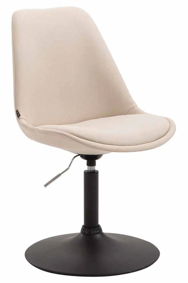 Lot de 4 chaises de salle à manger pivotante hauteur réglable en tissu crème et pied trompette en métal noir 10_0008447