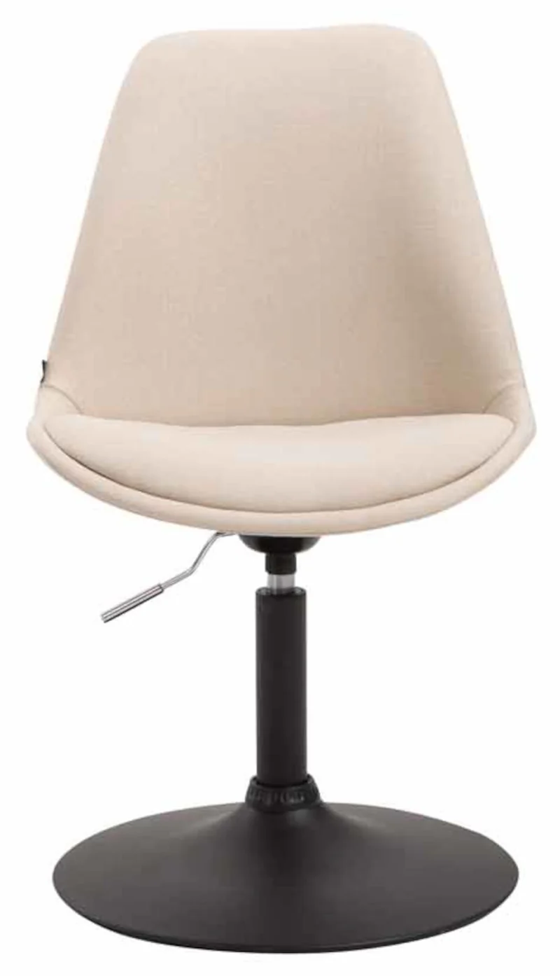 Lot de 4 chaises de salle à manger pivotante hauteur réglable en tissu crème et pied trompette en métal noir 10_0008447