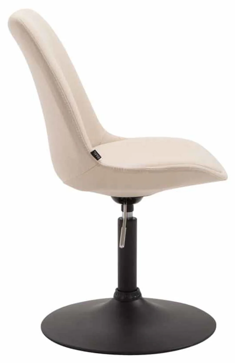 Lot de 4 chaises de salle à manger pivotante hauteur réglable en tissu crème et pied trompette en métal noir 10_0008447