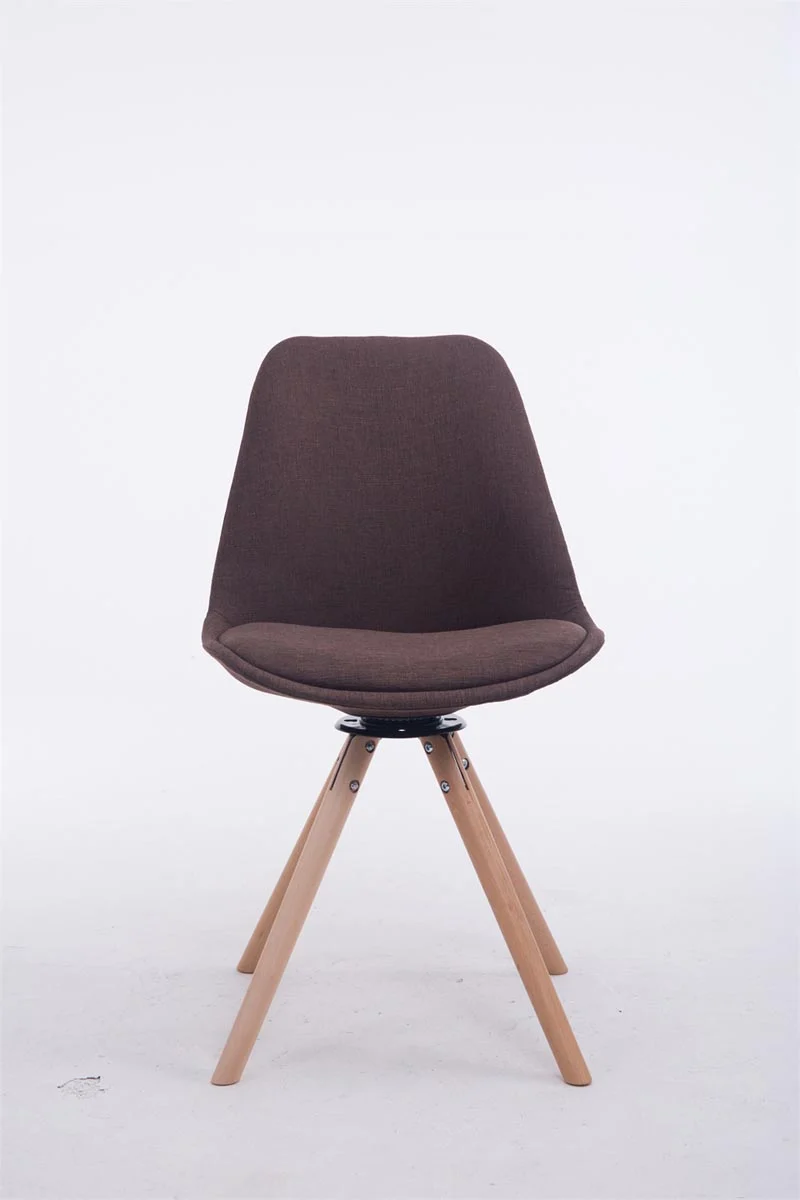 Chaise de salle à manger x1 chaise visiteur assise pivotant à 360° en tissu marron piètement en bois rond clair 10_0008314