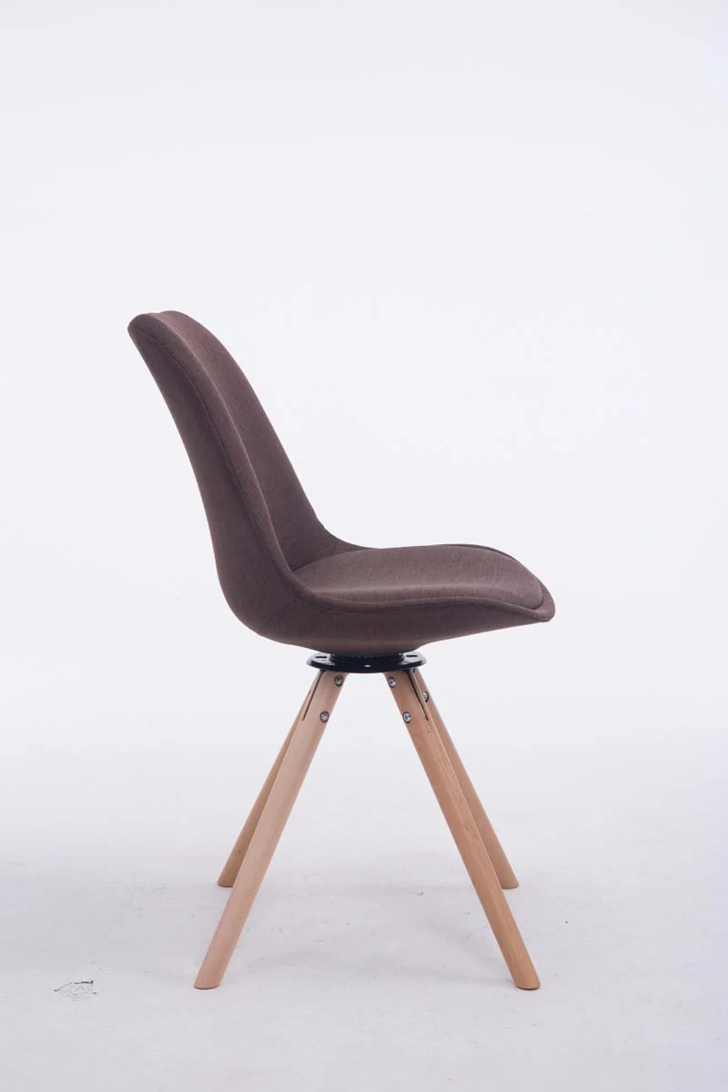 Chaise de salle à manger x1 chaise visiteur assise pivotant à 360° en tissu marron piètement en bois rond clair 10_0008314