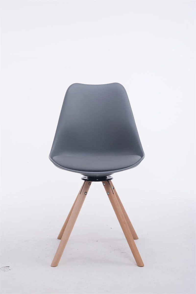 Chaise de salle à manger x1 chaise visiteur assise pivotant à 360° en plastique et PVC gris piètement en bois rond clair 10_0008312
