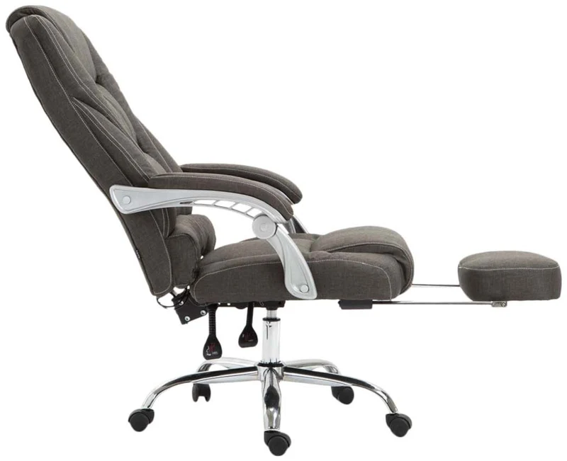 Fauteuil de bureau ergonomique avec repose-pieds extensible accoudoirs en tissu gris foncé et métal 10_0007066