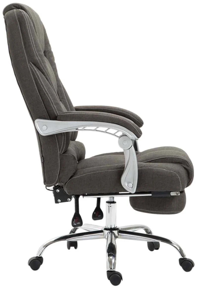 Fauteuil de bureau ergonomique avec repose-pieds extensible accoudoirs en tissu gris foncé et métal 10_0007066
