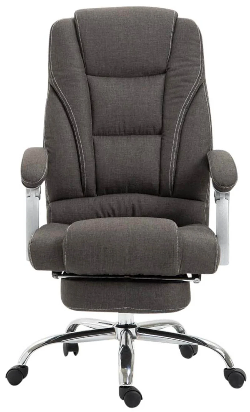 Fauteuil de bureau ergonomique avec repose-pieds extensible accoudoirs en tissu gris foncé et métal 10_0007066