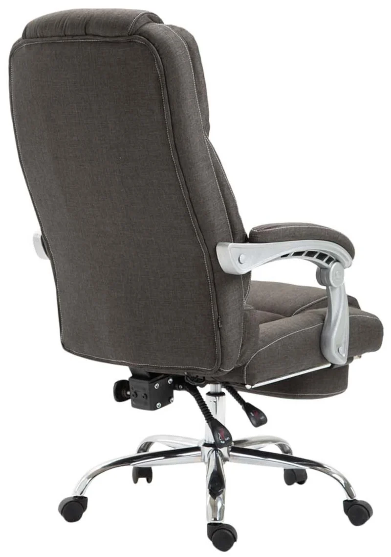 Fauteuil de bureau ergonomique avec repose-pieds extensible accoudoirs en tissu gris foncé et métal 10_0007066