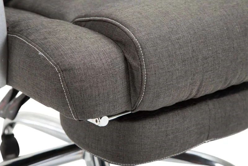 Fauteuil de bureau ergonomique avec repose-pieds extensible accoudoirs en tissu gris foncé et métal 10_0007066