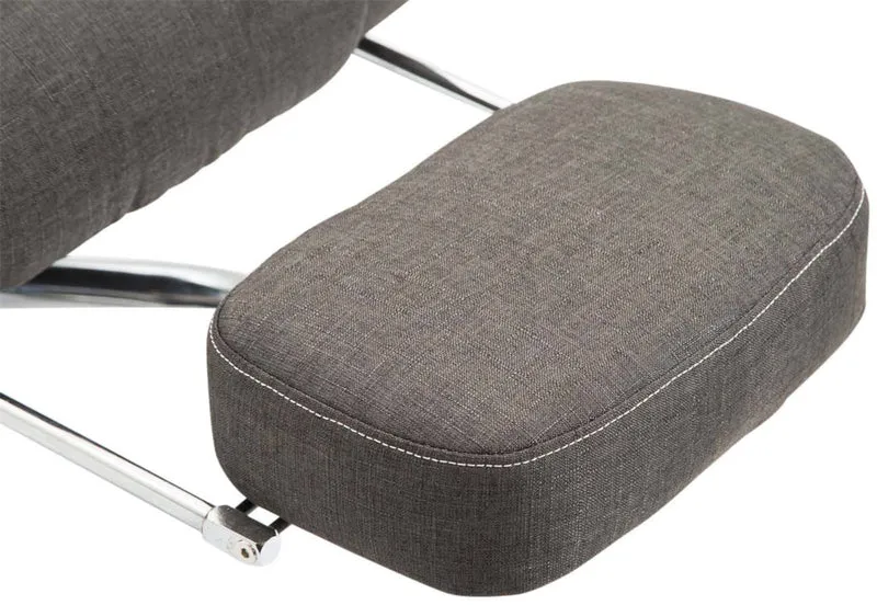 Fauteuil de bureau ergonomique avec repose-pieds extensible accoudoirs en tissu gris foncé et métal 10_0007066
