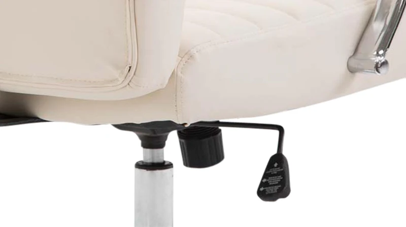 Fauteuil de bureau mécanisme d'inclinaison accoudoirs coutures décoratives en PVC crème et métal chromé 10_0006999