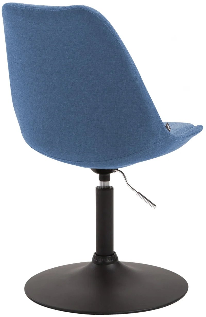 Chaise de salle à manger x1 pivotante hauteur réglable en tissu bleu et pied trompette en métal noir 10_0003767