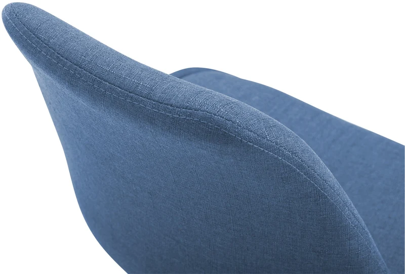 Chaise de salle à manger x1 pivotante hauteur réglable en tissu bleu et pied trompette en métal noir 10_0003767
