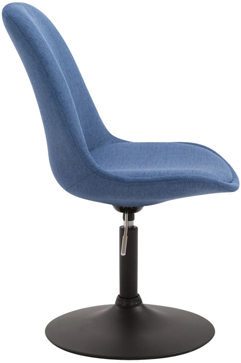 Chaise de salle à manger x1 pivotante hauteur réglable en tissu bleu et pied trompette en métal noir 10_0003767
