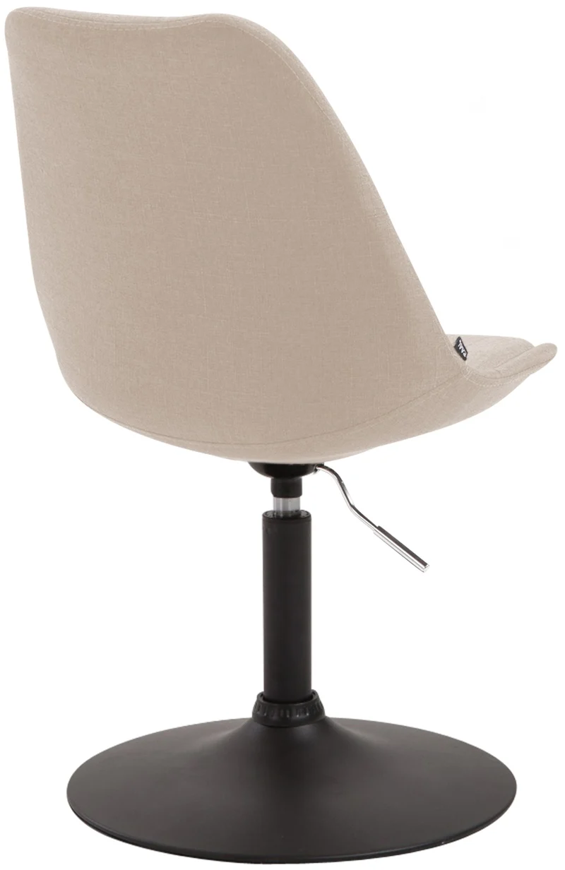 Chaise de salle à manger x1 pivotante hauteur réglable en tissu crème et pied trompette en métal noir 10_0003769