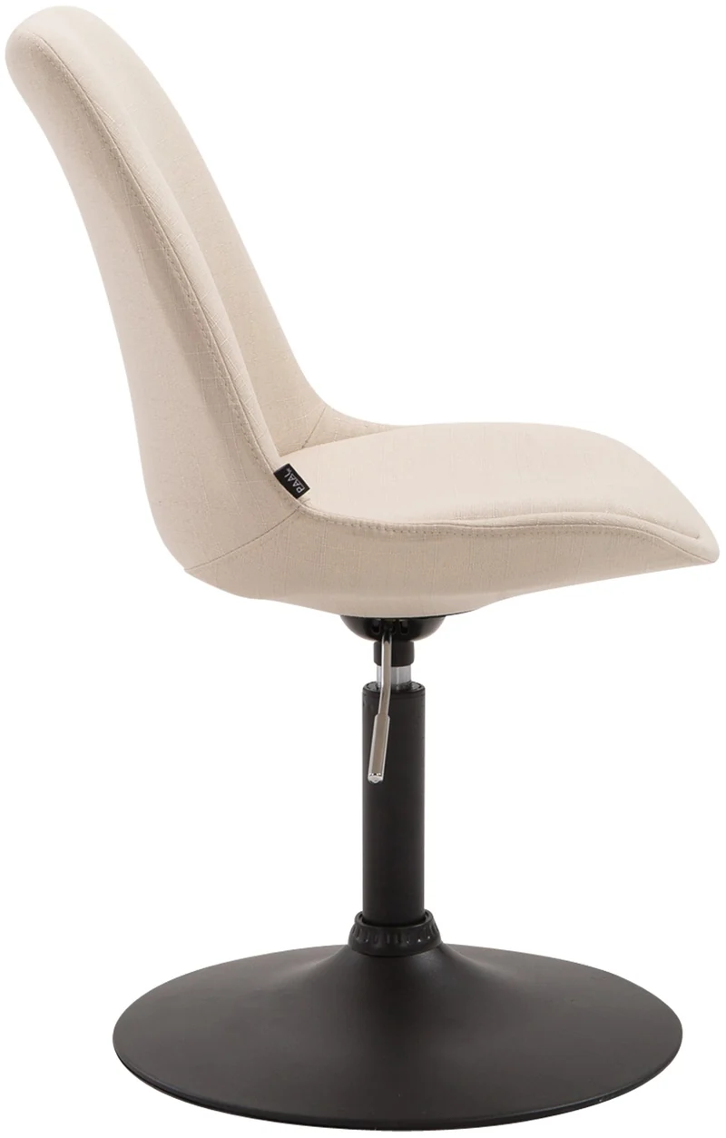 Chaise de salle à manger x1 pivotante hauteur réglable en tissu crème et pied trompette en métal noir 10_0003769
