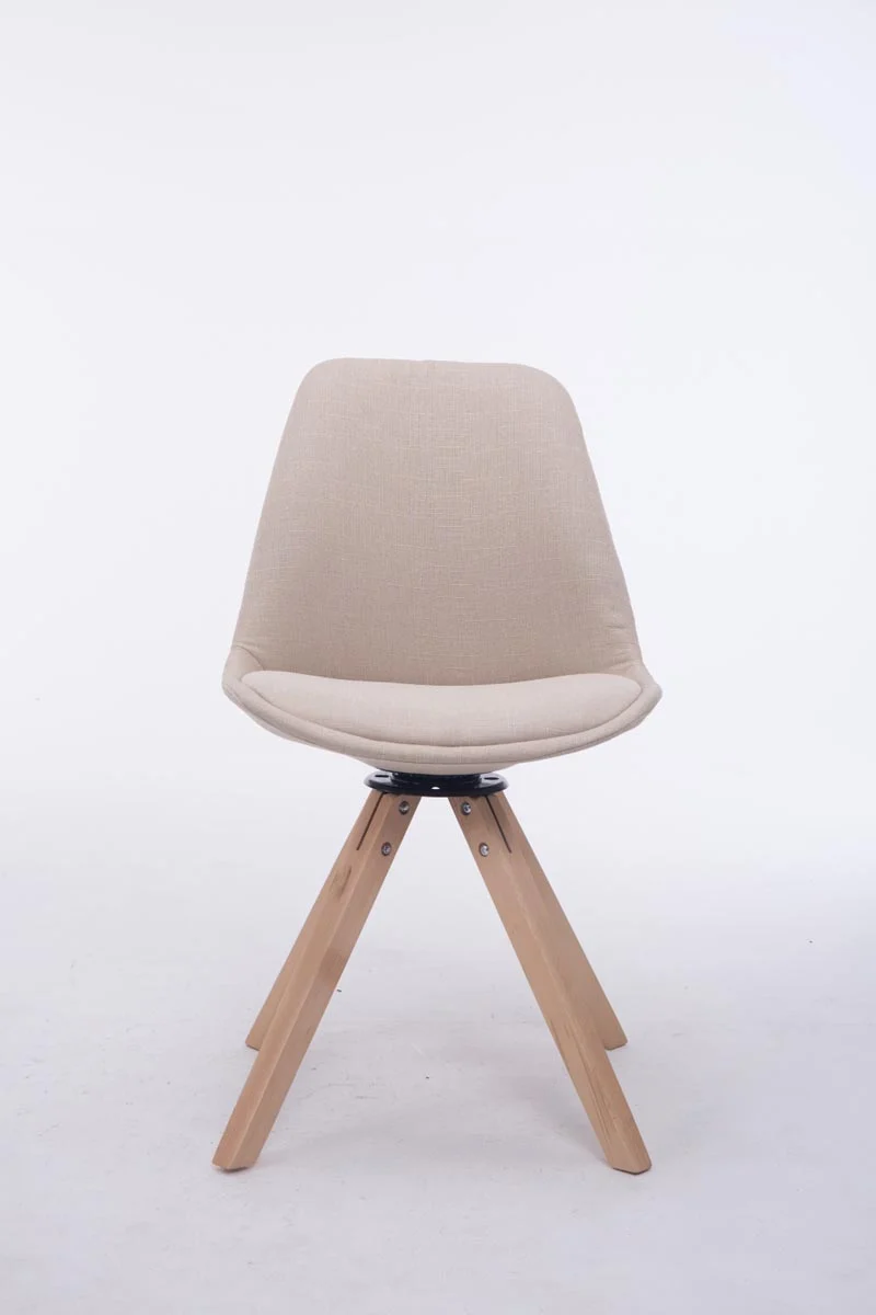 Chaise de salle à manger x1 chaise visiteur assise pivotant à 360° en tissu crème piètement en bois carré clair 10_0003474
