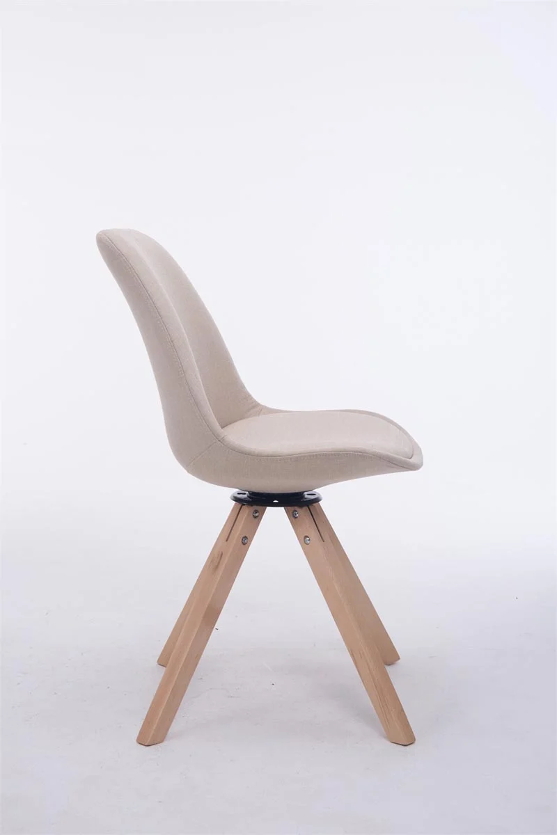 Chaise de salle à manger x1 chaise visiteur assise pivotant à 360° en tissu crème piètement en bois carré clair 10_0003474