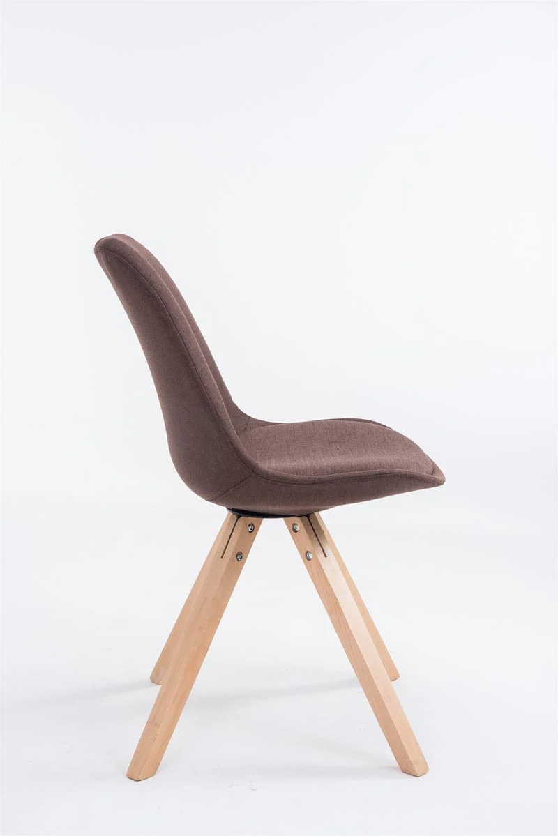 Chaise de salle à manger design scandinave en tissu marron et pieds en bois clair forme carré 10_0003456