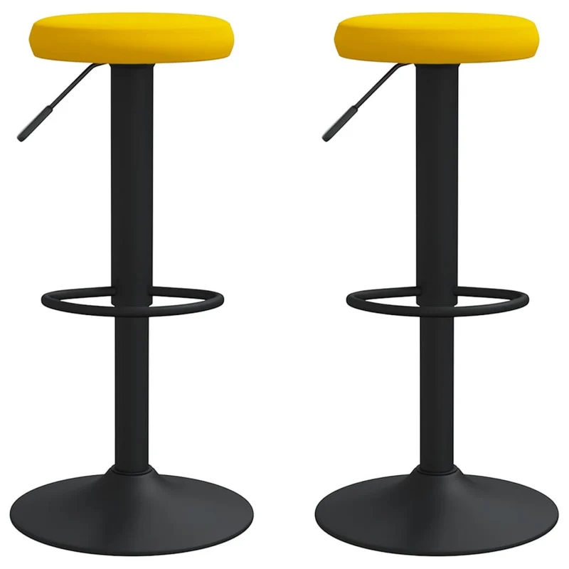 Lot de 2 tabourets de bar chaises hautes en velours jaune moutarde cadre en acier DEC029755