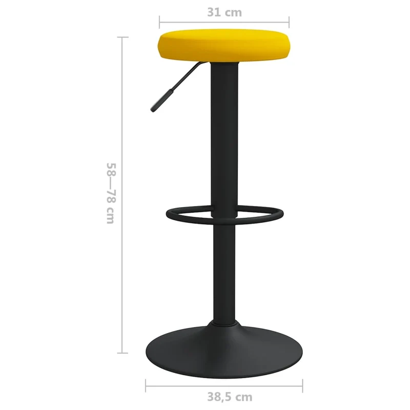 Lot de 2 tabourets de bar chaises hautes en velours jaune moutarde cadre en acier DEC029755