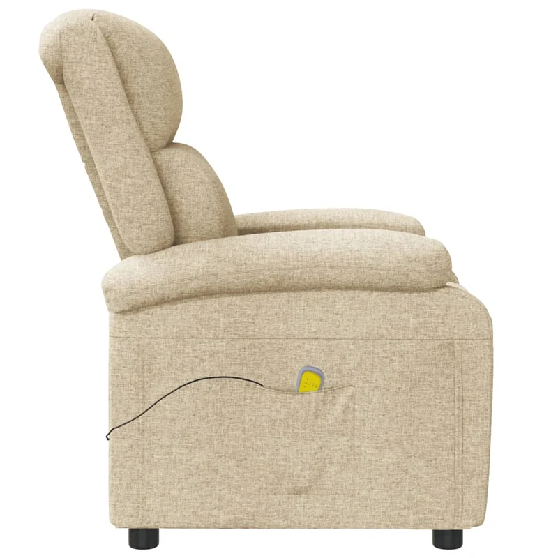 Fauteuil de relaxation avec fonction massage inclinaison manuelle 6 points de massage en tissu crème DEC029187