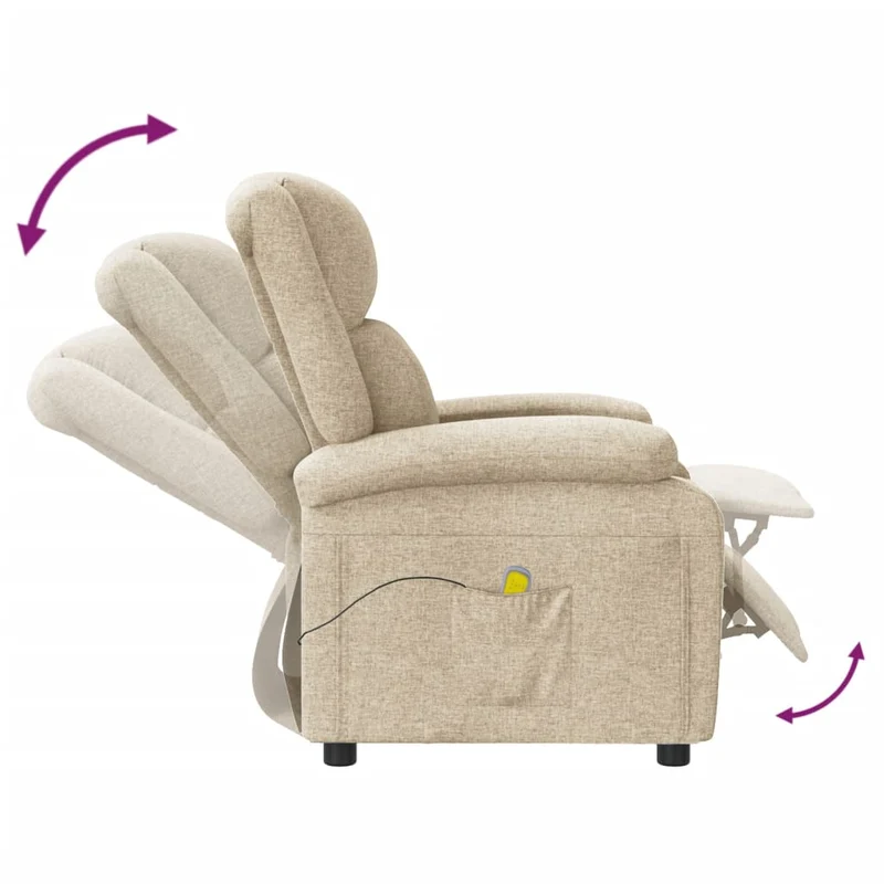 Fauteuil de relaxation avec fonction massage inclinaison manuelle 6 points de massage en tissu crème DEC029187