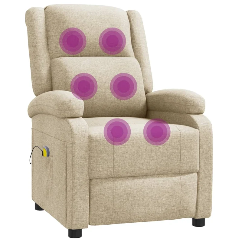 Fauteuil de relaxation avec fonction massage inclinaison manuelle 6 points de massage en tissu crème DEC029187