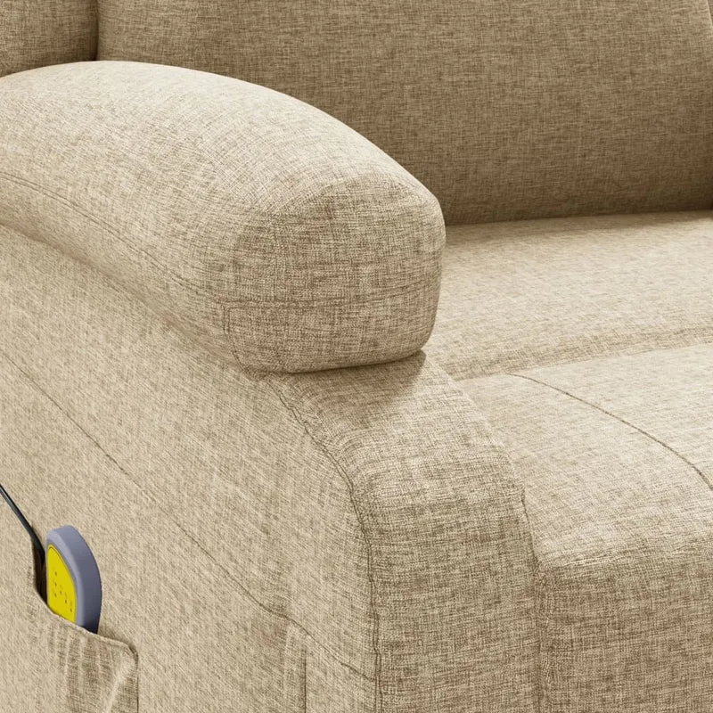 Fauteuil de relaxation avec fonction massage inclinaison manuelle 6 points de massage en tissu crème DEC029187