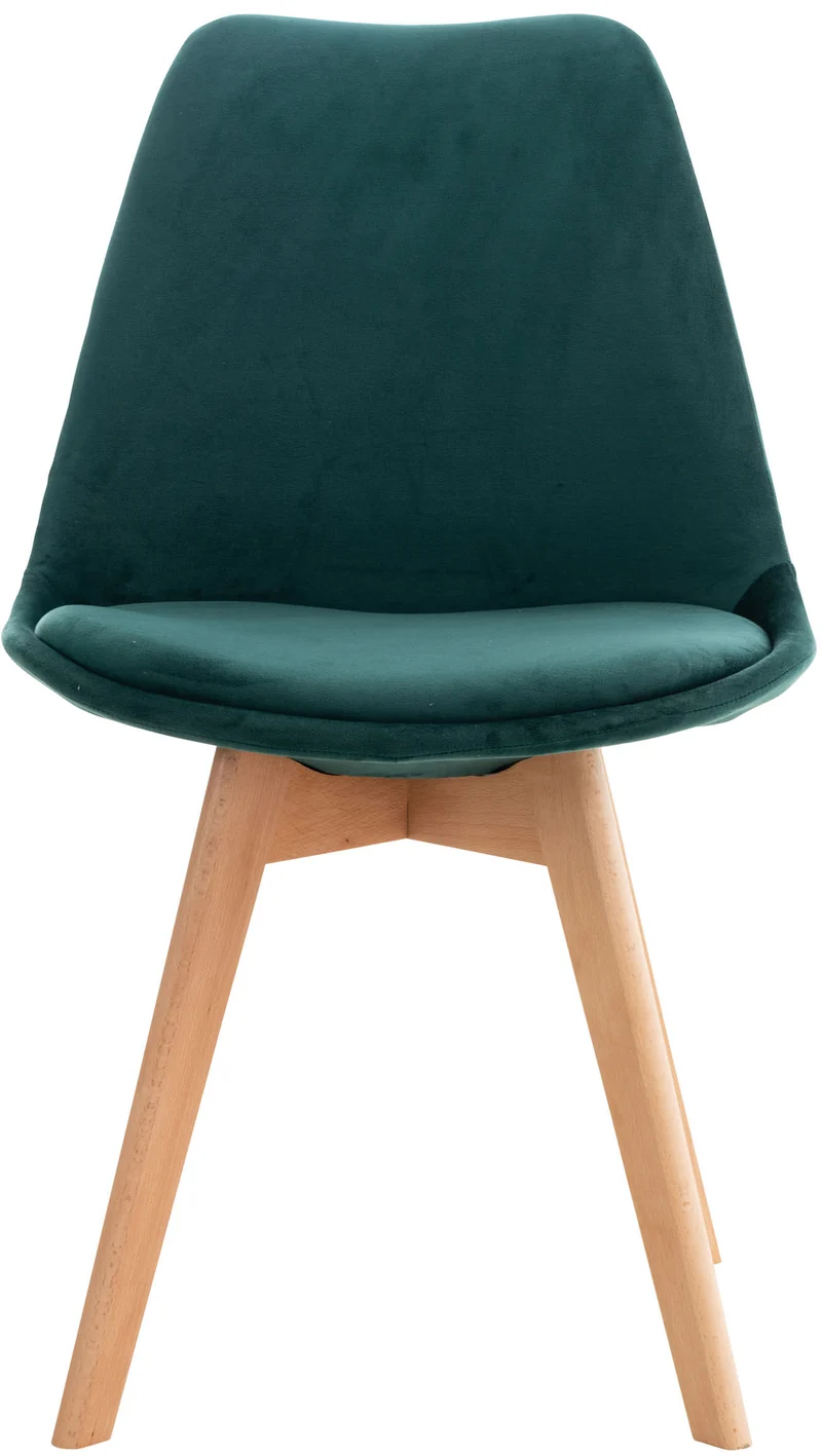 Lot de 4 chaises de salle à manger design scandinave en tissu velours vert pieds bois clair CDS10386