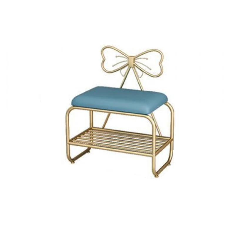 Contemporary Creative Faux Leather Iron Bowknot Rectangular Shoe Storage With 1-Shelf For Entryway & Living Room
