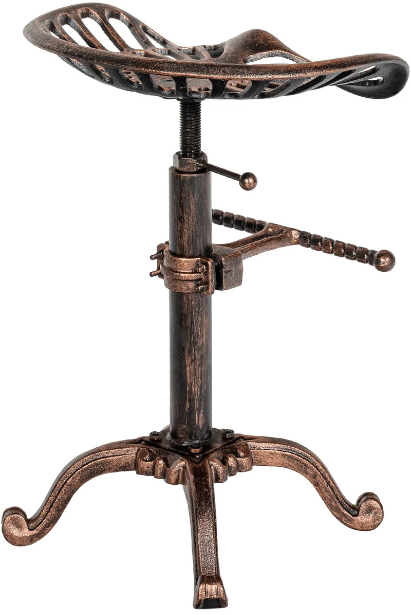 Lot de 2 tabourets industriel vintage en métal bronze avec repose-pieds - Charme et caractère 10_0005558