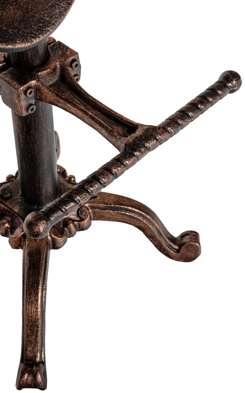 Lot de 2 tabourets industriel vintage en métal bronze avec repose-pieds - Charme et caractère 10_0005558