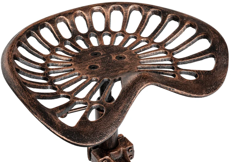 Lot de 2 tabourets industriel vintage en métal bronze avec repose-pieds - Charme et caractère 10_0005558