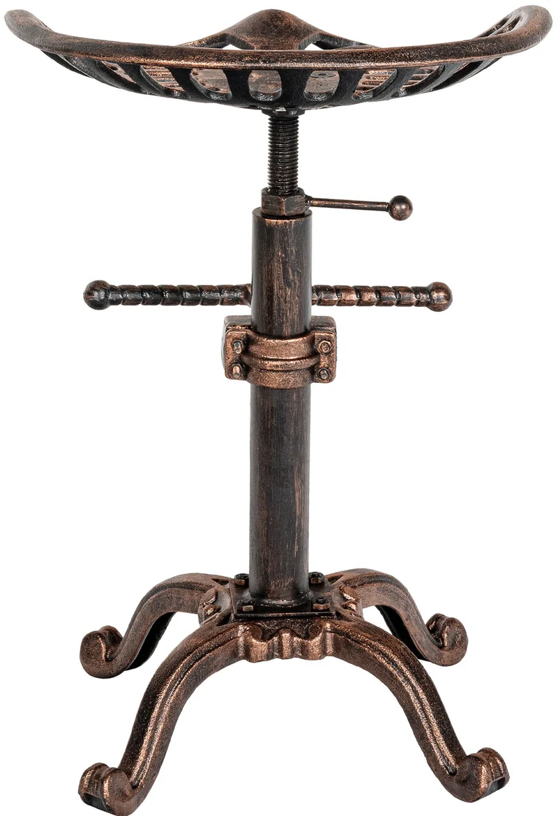Lot de 2 tabourets industriel vintage en métal bronze avec repose-pieds - Charme et caractère 10_0005558