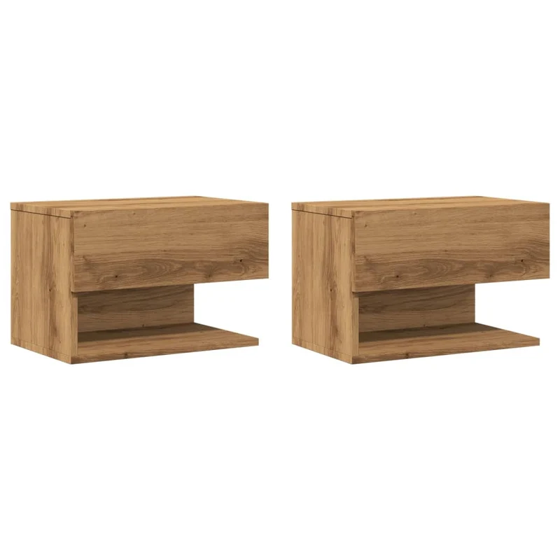 Lot de 2 tables de chevet murales avec tiroir et étagère 46 x 29,5 x 30 cm en bois d'ingénierie DEC036038