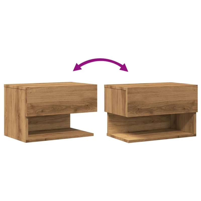Lot de 2 tables de chevet murales avec tiroir et étagère 46 x 29,5 x 30 cm en bois d'ingénierie DEC036038