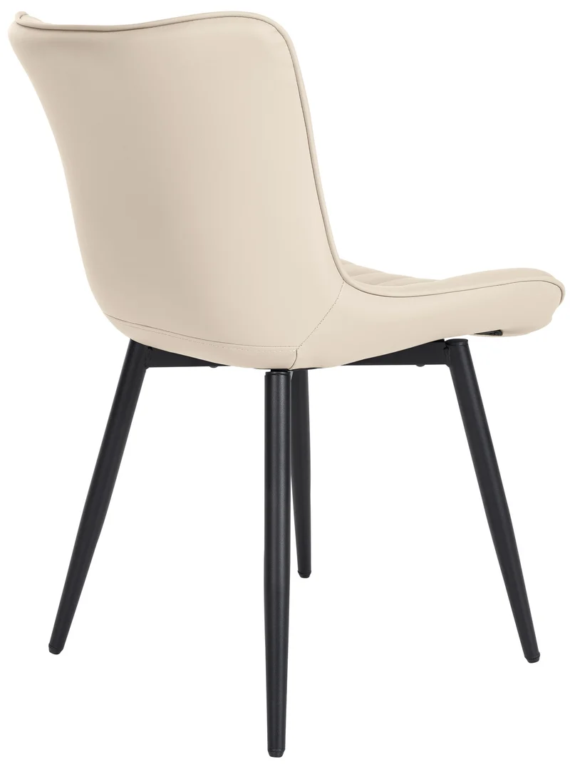 Lot de 2 chaises de salle à manger coutures décoratives verticales avec pieds en métal noir assise en PVC crème 10_0001730