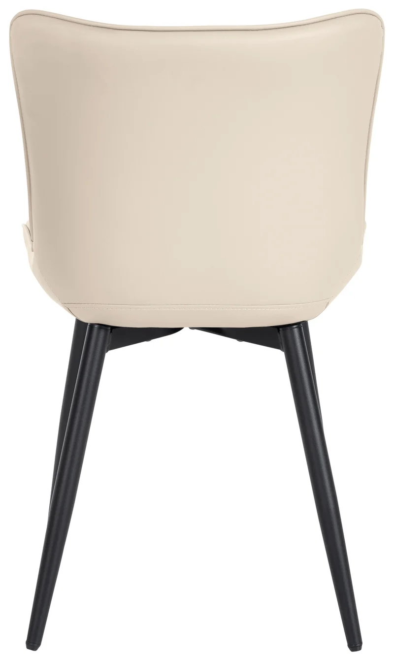 Lot de 2 chaises de salle à manger coutures décoratives verticales avec pieds en métal noir assise en PVC crème 10_0001730