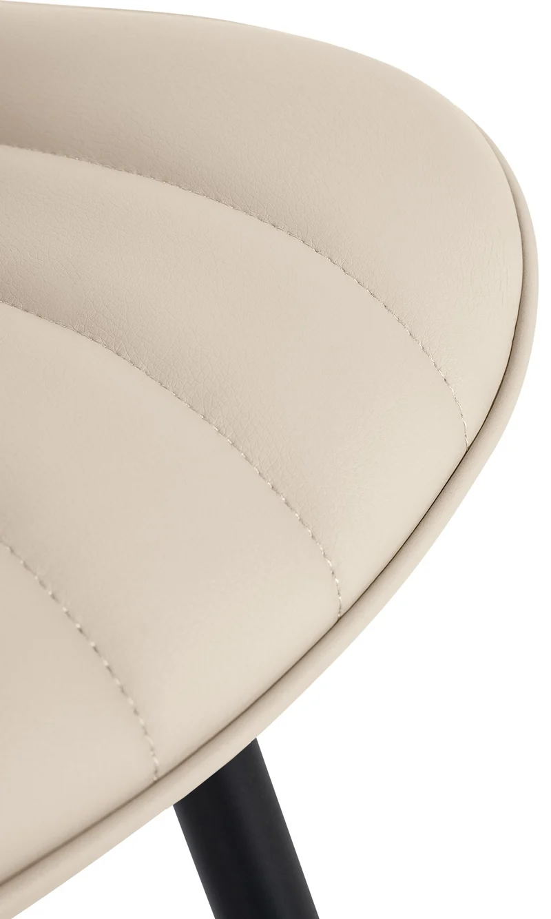 Lot de 2 chaises de salle à manger coutures décoratives verticales avec pieds en métal noir assise en PVC crème 10_0001730