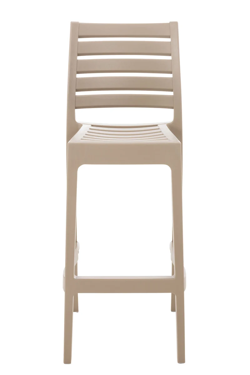Tabouret de bar pour intérieur ou extérieur en plastique beige empilable avec repose-pieds 10_MDJ10229
