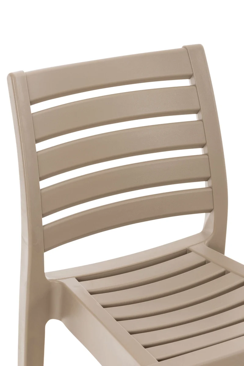 Tabouret de bar pour intérieur ou extérieur en plastique beige empilable avec repose-pieds 10_MDJ10229
