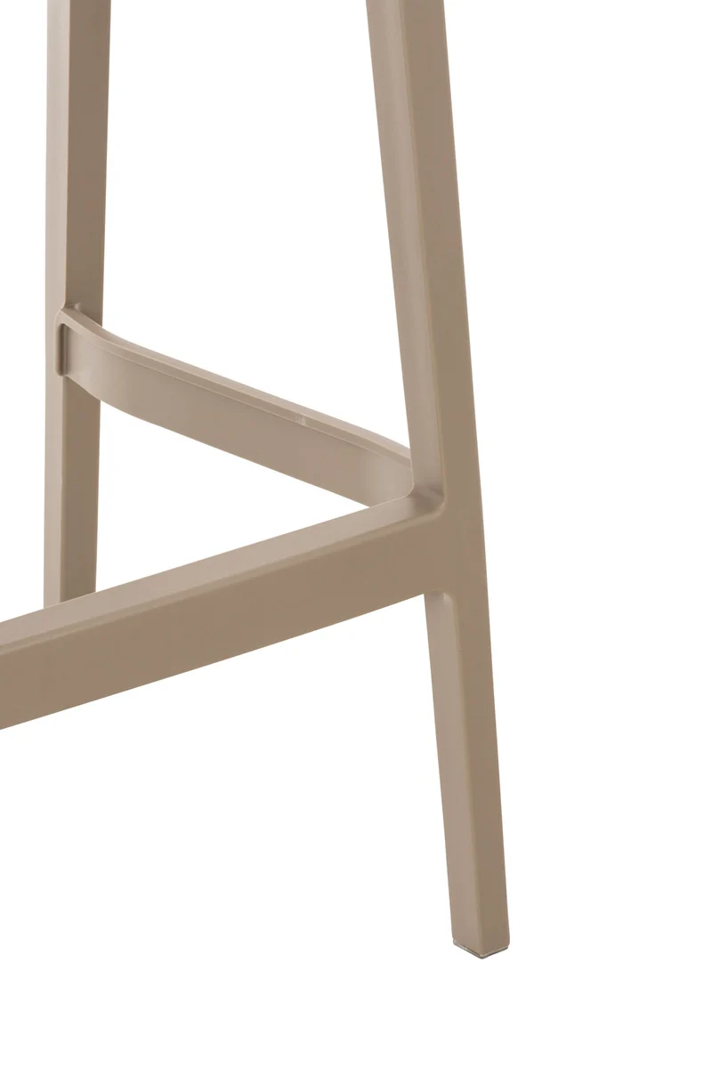 Tabouret de bar pour intérieur ou extérieur en plastique beige empilable avec repose-pieds 10_MDJ10229